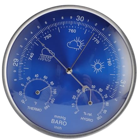 Asixxsix 3 in 1 All Season Wall Hanging Barometer Thermometer Hygrometer, 7inch Indoor Outdoor Weather Station Mechanical Movement Dial Type for Home Wall, Baby Room, Office