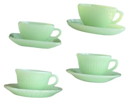 Juego de 4 tazas de té y platillos en miniatura de casa de muñecas 1:6