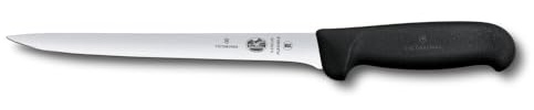 Victorinox Fibrox Filetiermesser, Scharfes Küchenmesser für Fleisch und Fisch, 20 cm, Gerade Klinge, Flexibel, HACCP geeignet, Rutschfest, Schwarz