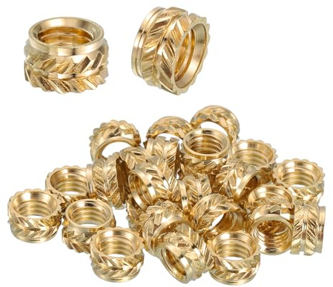 QUARKZMAN 48 Piezas De Insertos Roscados M5 x 4mm L x 7mm OD Latón Puro | Tuercas Métricas Estriadas Insertos Roscados Termofijados, Para Embebido Para Componentes De Impresión 3D