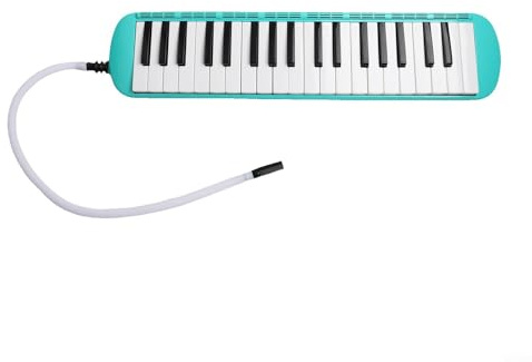 Oniissy Melodica mit 37 Tasten, Tragetasche und zwei Mundstücken für Musikstudenten und Anfänger, tragbares Keyboard-Instrument mit Ton (grün)