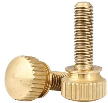 Vis à Tête Moletée Plate 2/5 vis moletées en laiton à serrage manuel, boulons tête cylindrique cuivre, oreilles for châssis d'ordinateur(25mm,M6 2PCS)
