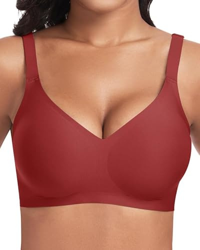 Jiuday BH ohne Bügel Push Up BH Große Brüste Starker Halt Bügelloser Bustier Damen Gepolstert Seamless Soft Bra ohne Buegel Bequemer T Shirt V-Ausschnitt Bralette