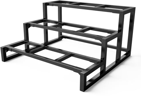 3-stufige Treppenwangen für den Außenbereich, Rahmen aus verzinktem Stahl – hochbelastbare, freistehende Stufen für Gärten und Terrassen (Breite: 60 cm)