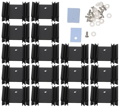 FONDOTIN Aluminium Kühlkörper To 220 Metall Kühlrippe für Spannungsregler mit Isolierset und Schrauben Kühlkörper für Mosfet und Halbleiter 40 Stück Zufällige Farbe