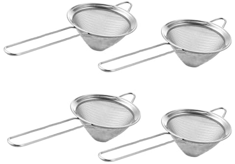 UPKOCH Colino Setaccio in Acciaio Inox 4 Pezzi 8,5 Cm Foro Fine e Impugnatura Ergonomica, Passino Multifunzione per Cucina, Bar e Ristorante, Filtraggio Olio Bollenti