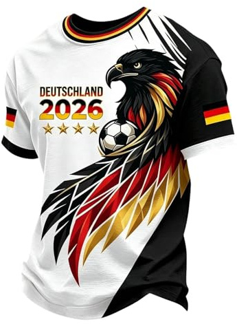 Generisch Deutschland Trikot Wm Deutschland Trikot 2026 Poloshirts Für Herren Herrenhemd mit Deutschem Flaggenprint,Geeignet Für Alltag,Festivals Und Wettkämpfe Hemd Sportshirt Trainingsshirt