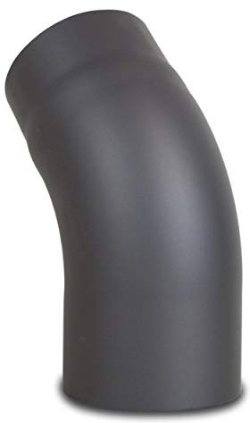 LANZZAS Rauchrohr Bogen (Fullformbogen) 45° gezogen - im Durchmesser Ø 130 mm - Farbe: gussgrau - Ofenrohr/Knie-Bogen - mit Reinigungsöffnung