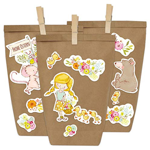 Papierdrachen 12 Osternester für Kinder & Erwachsene - DIY Geschenktüten zu Ostern - Motiv Bären und Enten - Osterdeko - Set 2