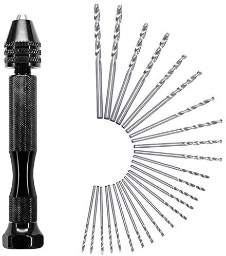 Spiralbohrer Bits Set, 25 Stück Micro Mini Twist Drill Bit Set (0,5–3 mm) mit 1 Stück Handbohrer Werkzeuge, Spiralbohrer Bits Präzision Pin Vise Mini Mikro Handbohr Bit Set Rotierende Werkzeuge