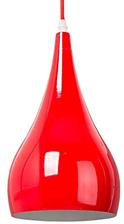 Mengjay Industrielle Vintage Pendelleuchte Retro Hängeleuchte Φ 16cm für E27 Leuchtmittel, Metall Lampenschirm und Ideal für Esszimmer, Wohnzimmer, Restaurant - (Rot)