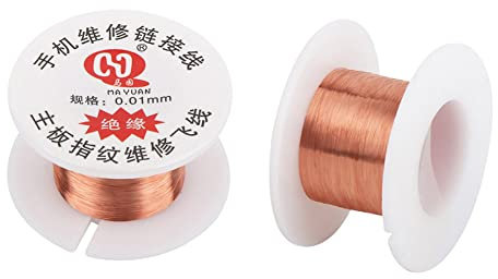Fil à souder ultra fin en cuivre pour téléphone portable, ordinateur et ordinateur - 0,01 mm + 0,02 mm