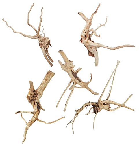 kathson Aquarium Driftwood Reptile Branches Wood Natural Spiderwood Driftwood for Aquarium 7-8 5 Pcs Terrarium Ornament Trunk Fish Tank Log Habitat Decoration Tree Stump Decor Assorted Sizes Wood