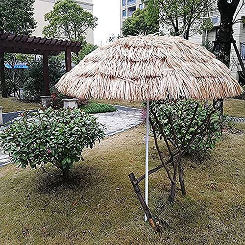 Yclty Parasol Exotique Paille Rond, Parasol de Chaume Tiki Hawaïen Extérieur de Couleur Naturelle de 4,6 Pieds pour Parasol de Plage de Patio de Piscine de Jardin