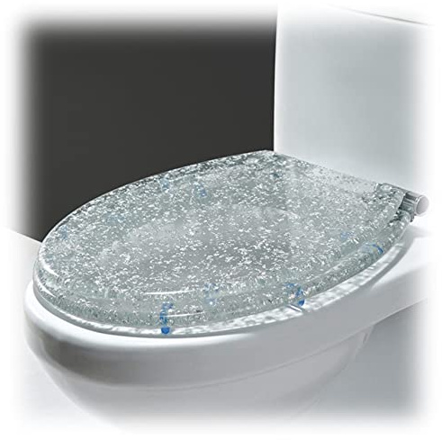 MZTYH Toilet Seat Soft Close, Oval Glitter, Easy to Clean, Quick Release, Durable Resin, Ergonomic Design