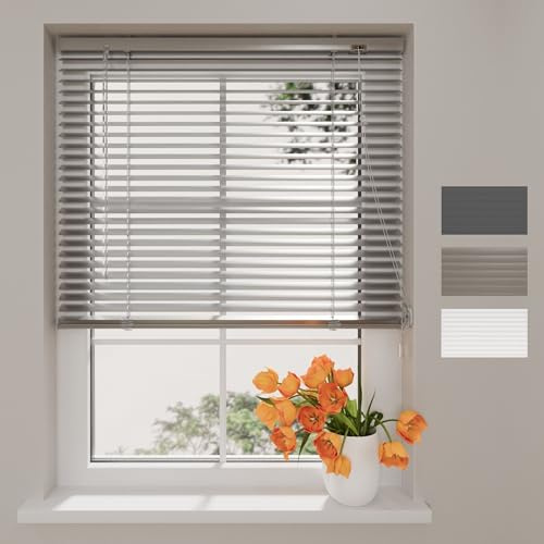 Radeco® Aluminium Jalousie 130 x 175 cm Silber 25mm lamellen, Größen von 40 bis 220 Breite, Fenster jalousien innen, lamellenrollo, Jalousie Aluminium, Jalousie 130 cm breit