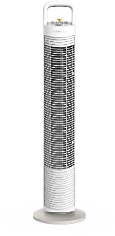 Newlux - Ventilateur tour sans pales W80 (45W) 3 vitesses, oscillation 70°, minuterie 120 min et design compact. Ventilateur sur pied avec moteur en cuivre et poignée de transport (blanc)