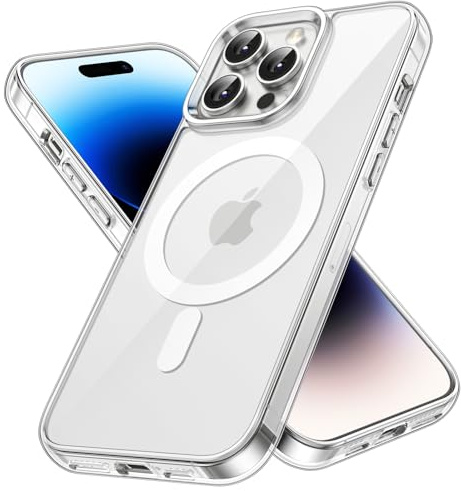 JETech Magnetische Hülle für iPhone 14 Pro, Durchsichtig | Kompatibel mit MagSafe, Stoßfeste Handyhülle, Kratzfest, Transparente Rückseite