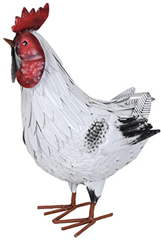 Gartenfigur Hahn LE COQ Deko Gockel Metall Antik Schmiedeeisen 47 cm Vintage Eisenfigur Shabby Chic Landhausstil Tierfigur Gartendeko Gockelhahn Innen Außen Gartenskulptur Nostalgie Rostoptik