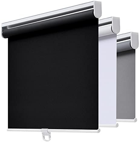 AOSKY Cordless Roller Shades Blackout Blinds for Windows Room Darkening Rolled Up Shades with Spring System, UV Protection Window Shades Door Blinds for Home and Office (33 W x 72 H, Black)