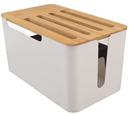 Wireless WiFi Router Storage Box, Power Strip and Cable Management Hider Rack, Wooden Router Shelf, Modem Router Cover Wood Shelf for Office Desktop Organizer Shelves