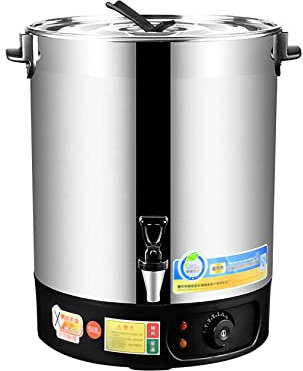 ANSNOW Insulated Bucket, Hot Water Boiler Dispenser, Electric Cateurn, with Tap, Silver/-/70L