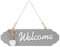 HOODANCOS Farmhouse Wooden Welcome Sign Hanging Wooden Welcome Sign Wall Hanging Grey Small