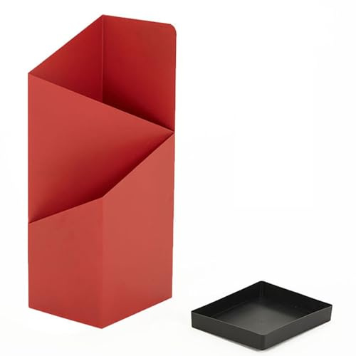 BURLOE Regenschirmbestände, Nordischer Metall Rack Mit Abnehmbarem Tropfschale Innenschreiber Bürohallen Vordertür Garage Rostproof Regenschirmständer,Rot