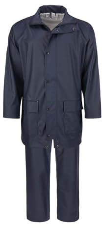 modAS Unisex PU-Regenanzug Profi - Set aus Regenjacke und Regenhose winddicht wasserdicht