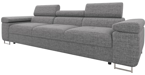 Mirjan24 Sofa Torezio III mit Verstellbarer Kopfstütze (Lux 05) | Geräumige Couch mit gesteppter Sitzfläche, gepolstertem Rücken und verchromten Metallfüßen