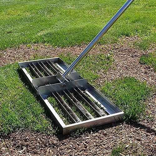 Golf Garden Grass 20 x 10 in, Lawn Leveling Rake with 53 in Long Handle, Soil Leveling Tool Stainless Steel, Leveling Soil Dirt or Sand Ground Surface for Yard Garden Ground and Golf Lawn