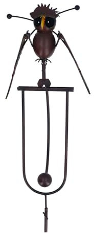 Eulen-Hof-Windspiel, mit Flügel Schlagendes Kinetisches Metall, Brauner Eulen-Gartenpfahl, Schaukelnder Windspiel, Metall-Gartenkunst, Vogel-Hof-Windmühlen-Dekor,
