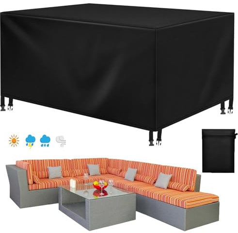 Gartenmöbel Abdeckung Wasserdicht Loungesofa Abdeckplane für Schutzhülle Gartenmöbel Winterfest Anti-UV Loungemöbel Abdeckung Gartentisch Abdeckhaube Gartenmöbel Plane Für Terrassenmöbel Abdeckplane