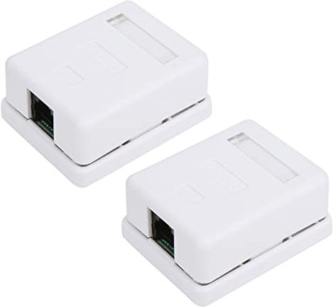 Kavolet 2 Stück RJ45 Aufputzdose Cat6 Single Port Desktop Netzwerk Anschlussdosen für Office Home Weiß