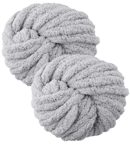Dicke Wolle Garn 500g 54 m, Chunky Yarn Soft xxl Wolle zum Handstricken, Sperrige Armstricken wolle zum Häkeln von Kissen Decken Schals Puppen Taschen Teppiche Mützen Haustierbetten (Hellgrau)