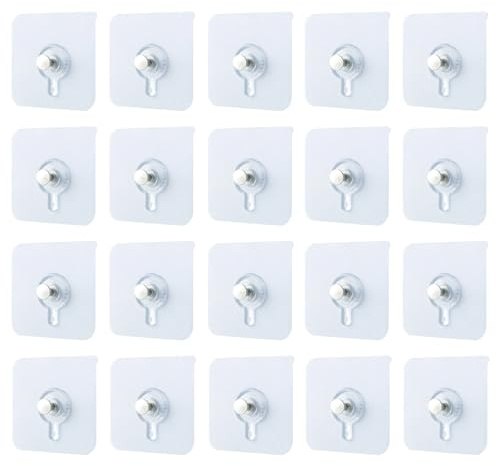 Bilderhaken Selbstklebend,20 Stück Transparent Klebenagel Bilder Aufhängen Ohne Bohren Klebe Schrauben Klebehaken für Bilder, Poster, Fotos, Dekorative Gemälde