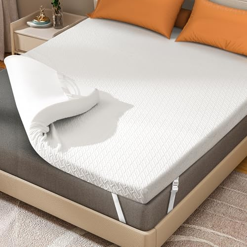 DOPEDIO 8CM Memory Foam Mattress Topper Single Bed, Dual-Layer Firmnes | Breathable Washable Bamboo Cover, Pressure Relief, Anti-Slip Dots & Adjustable Straps, OEKO-TEX & CertiPUR-US (90x190x8cm)