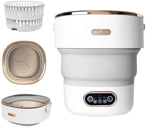 Portable Washing Machine,15L Collapsible Mini Washer with 3 Cleaning Modes Drain Basket Small Foldable Laundry Machine for Travel Camping Dorms RVs Apartments Baby Clothes Underwear Socks Delicates