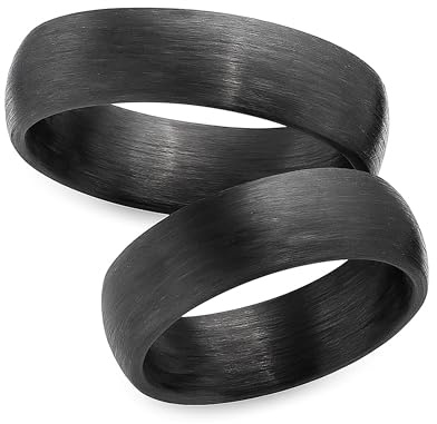 123traumringe Eheringe in Carbon I Partnerringe mit Etui I Gravierbare Eheringe mit Ringgröße 50-72 mm I Edle Verlobungsringe in 6 mm Breite & 2 mm Stärke I P37