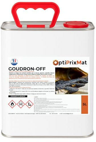 GOUDRON-OFF – Nettoyant dégoudronnant professionnel biodégradable 5L | Dissout goudron, bitume et asphalte | Usage chantier, véhicules, TP – Marque OptiPrixMat