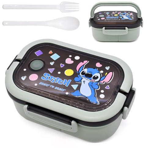YCVBCY Cartoon Lonchera para Niñas,Cajas Bento Todo en uno Impresas con Asa Kawaii de 4 Puntos Tipo Cerradura Tipo lonchera para Alimentos, Frutas y Aperitivos, Adecuado para Niños