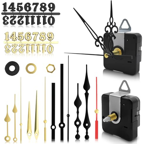CJYBJHOM 2 Pack Clock Mechanism Battery Powered Kit, Silent Quartz Clock Movement Replacement,with 5 Styles Hands and 2 Sets of Numbers