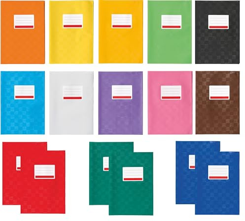 Brunnen Hefthülle/Heftumschlag (Folie, mit Namensschild) (Sortiert | 13 Farben, DIN A5 | 16 Stück)