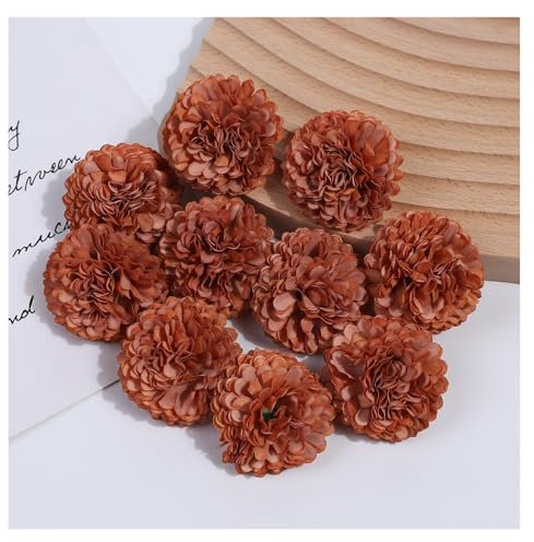 Hortensia Artificielle, Fleurs Artificielles Lot de 20 têtes d'hortensia artificielles de 4 cm, for décoration de mariage, de maison, de chambre, de cadeau de Noël, accessoires, fleurs en soie(Orange,