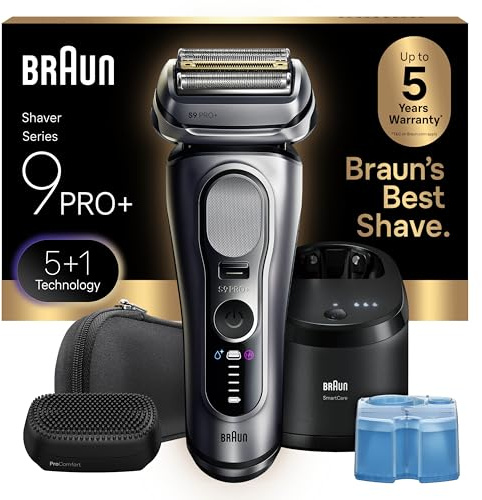 Braun Series 9 PRO+ Electric Shaver, Wet & Dry Razor, Pro SensoAdapt, 6in1 SmartCare Center, 9697CC, Silver