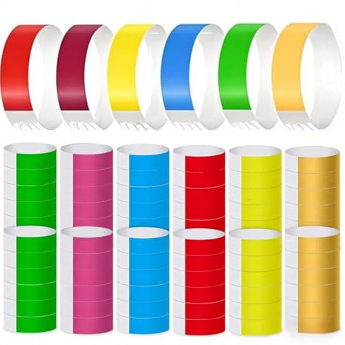 600Pcs Wristbands for Events, Colorful Waterproof Paper Wrist Bands for Party Event, Bracelets Entrance for Music Events Festival Concert (6 Color)