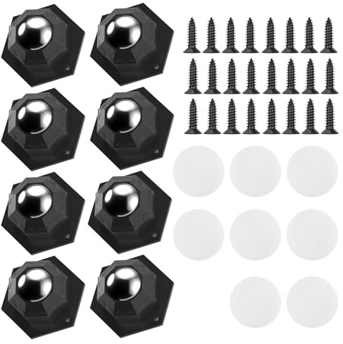 8 Stück Kugelrollen für Möbel 360° Selbstklebende Möbelrollen Klein | Kugelrollen Schwerlast Rollen zum Kleben 200 kg Mini Rollen für Küchengeräte Möbel Waren, Schwarz