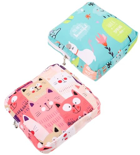Gatuida Borsa Porta Assorbenti Igienici 2 Pezzi Set Portatile per Viaggio e Piccoli Oggetti Conserva Assorbenti Mestruali Multifunzione Donna Stili multipli
