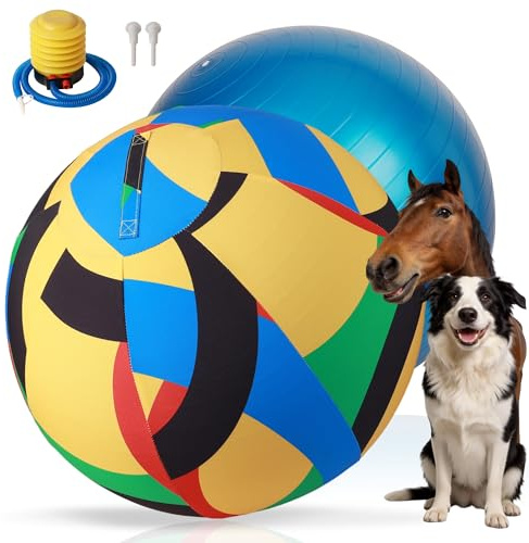 Pet Prime 25 Herding Ball for Dogs,Dog Herding Ball with Pump for Australian Shepherd,Cattle,Border Collie,Large Breed Play and Exercise,Durable Outdoor Herding Toy for Dogs and Horses