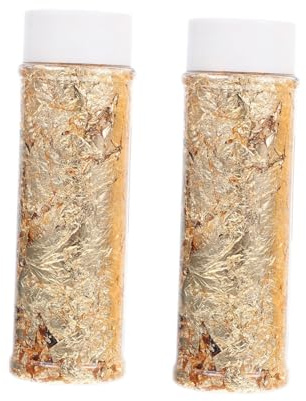 ZUNOXAZ Dosen Essbare Goldfolie Flocken zum Backen und Nail Art Glänzende Goldene Dekorflocken in Aufbewahrungsflasche DIY Cake Sprinkles für Torten Cupcakes Nageldesign Basteln und